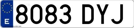 Ejemplo de matrícula española 8083 DYJ