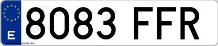 Ejemplo de matrícula española 8083 FFR