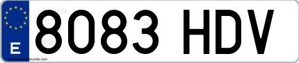 Ejemplo de matrícula española 8083 HDV