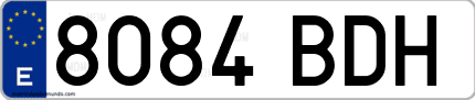 Ejemplo de matrícula de coche ordinaria 8084 BDH