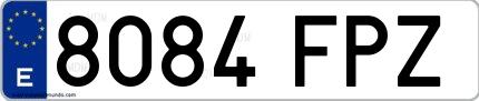 Ejemplo de matrícula española 8084 FPZ