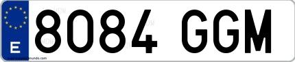 Ejemplo de matrícula española 8084 GGM
