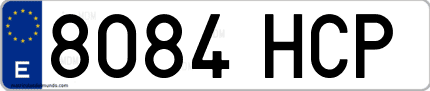 Ejemplo de matrícula de coche ordinaria 8084 HCP