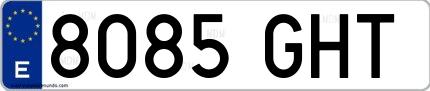 Ejemplo de matrícula española 8085 GHT