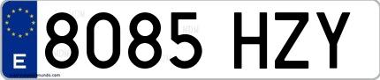 Ejemplo de matrícula española 8085 HZY
