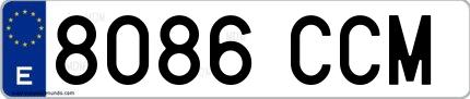 Ejemplo de matrícula española 8086 CCM