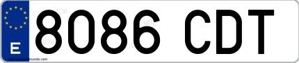 Ejemplo de matrícula española 8086 CDT