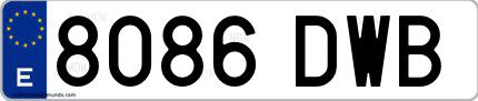 Ejemplo de matrícula española 8086 DWB