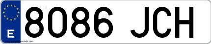 Ejemplo de matrícula española 8086 JCH