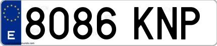Ejemplo de matrícula española 8086 KNP