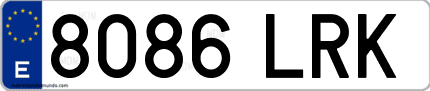 Ejemplo de matrícula de coche ordinaria 8086 LRK