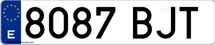 Ejemplo de matrícula de coche ordinaria 8087 BJT