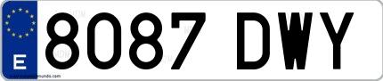 Ejemplo de matrícula española 8087 DWY