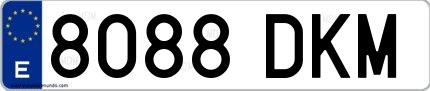 Ejemplo de matrícula española 8088 DKM