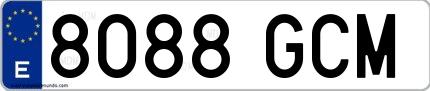 Ejemplo de matrícula española 8088 GCM