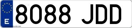 Ejemplo de matrícula española 8088 JDD