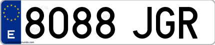 Ejemplo de matrícula de coche ordinaria 8088 JGR