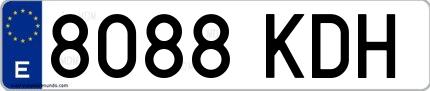 Ejemplo de matrícula española 8088 KDH