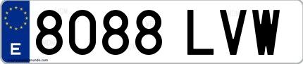 Ejemplo de matrícula española 8088 LVW
