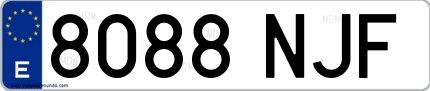 Ejemplo de matrícula española 8088 NJF