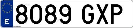 Ejemplo de matrícula española 8089 GXP