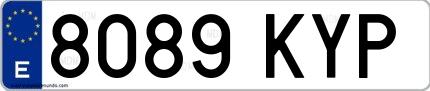 Ejemplo de matrícula española 8089 KYP