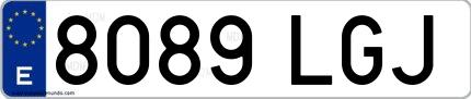 Ejemplo de matrícula española 8089 LGJ