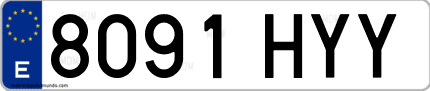 Ejemplo de matrícula de coche ordinaria 8091 HYY