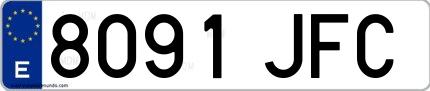 Ejemplo de matrícula española 8091 JFC