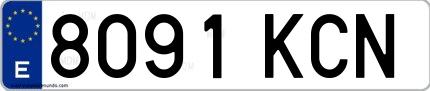Ejemplo de matrícula española 8091 KCN
