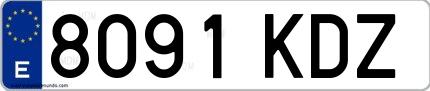 Ejemplo de matrícula española 8091 KDZ