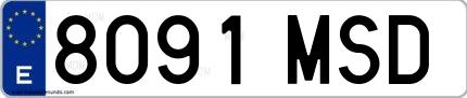 Ejemplo de matrícula española 8091 MSD