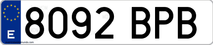 Ejemplo de matrícula de coche ordinaria 8092 BPB