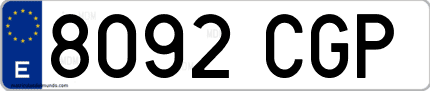 Ejemplo de matrícula de coche ordinaria 8092 CGP