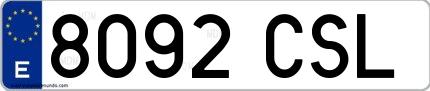Ejemplo de matrícula española 8092 CSL