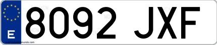 Ejemplo de matrícula española 8092 JXF