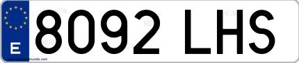 Ejemplo de matrícula española 8092 LHS