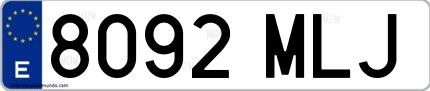 Ejemplo de matrícula española 8092 MLJ