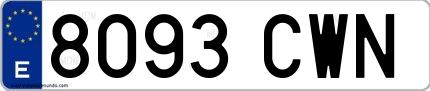 Ejemplo de matrícula española 8093 CWN