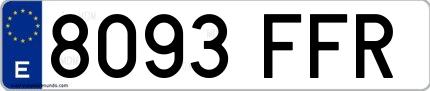 Ejemplo de matrícula española 8093 FFR