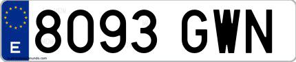 Ejemplo de matrícula española 8093 GWN