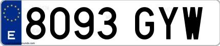Ejemplo de matrícula española 8093 GYW