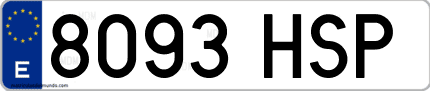 Ejemplo de matrícula de coche ordinaria 8093 HSP