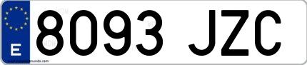 Ejemplo de matrícula española 8093 JZC