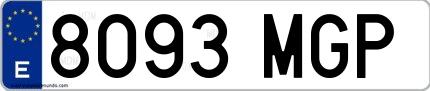 Ejemplo de matrícula española 8093 MGP