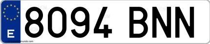 Ejemplo de matrícula de coche ordinaria 8094 BNN