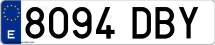 Ejemplo de matrícula española 8094 DBY