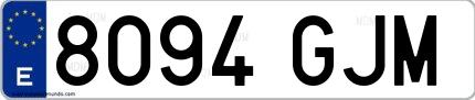 Ejemplo de matrícula española 8094 GJM