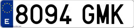 Ejemplo de matrícula de coche ordinaria 8094 GMK