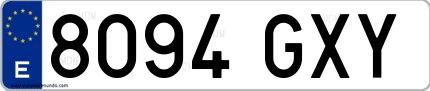 Ejemplo de matrícula española 8094 GXY